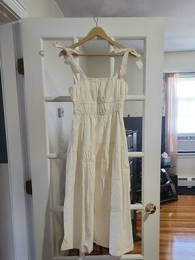 Dress Forum Cream Tie-Shoulder Midi Dress